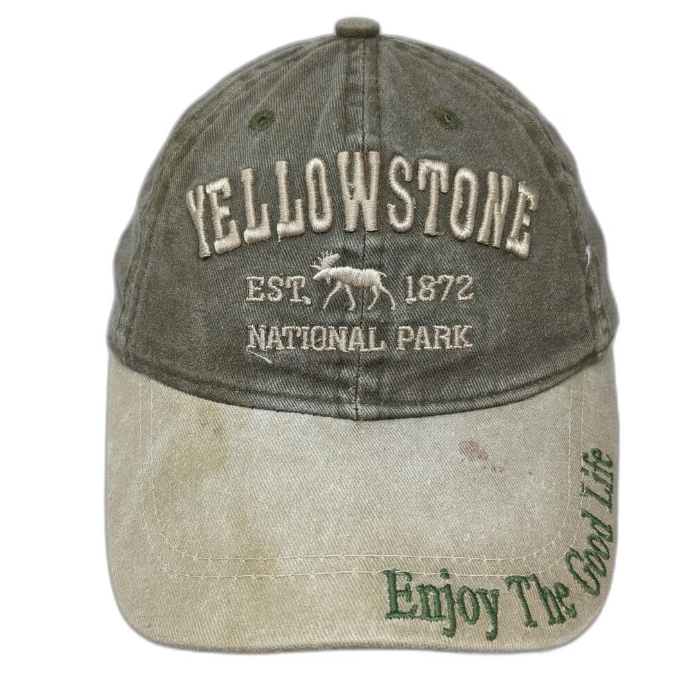 Lucky 7 USA Yellowstone National Park Green Baseball Cap One Size Hat Strapback